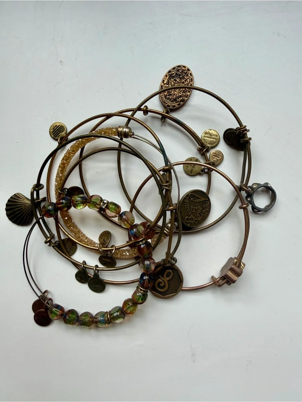 Lot of 8 Alex and Ani Gold Tone Bracelets